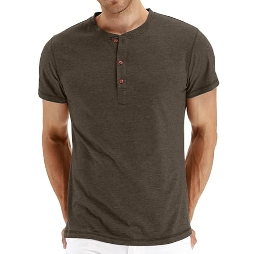 Cabeen Herren T-Shirt Kurzarm Henley-Shirts mit Grandad-Ausschnitt Casual Hawaii Kurzarmshirt Cabeen Herren T-Shirt Kurzarm Henley-Shirts mit Grandad-Ausschnitt Casual Hawaii Kurzarmshirt von Cabeen