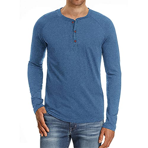 Cabeen Langarmshirt Herren Longsleeve Henley Shirt Knopfleiste Baumwolle mit Grandad-Ausschnitt von Cabeen