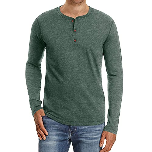 Cabeen Langarmshirt Herren Longsleeve Henley Shirt Knopfleiste Baumwolle mit Grandad-Ausschnitt von Cabeen