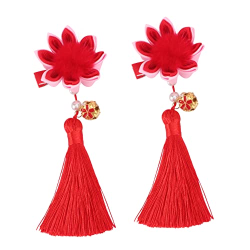 Cabilock 1 Paar Haarschmuck Für Das Neue Jahr Der Haarschmuck Für Stifte Perlen Mädchen Clip Mit Blumen Krokodilklemmen Quasten-haarnadel Für Nicht Stoff von Cabilock
