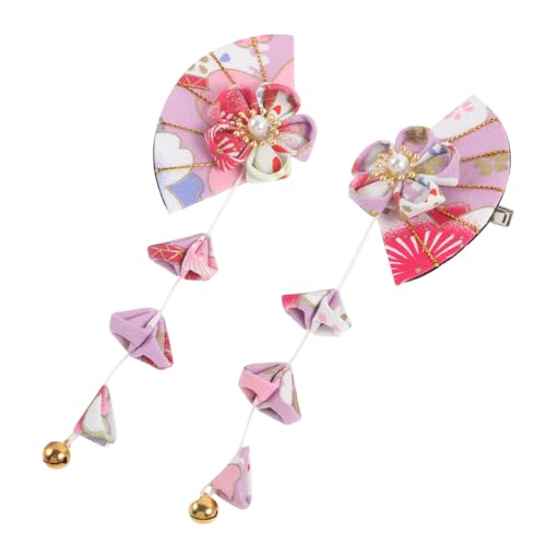 Cabilock 1 Paar Haarspangen Schmuck Dekoration Zubehör Aufkleber ritals ritualis Attraktiv goldhochzeit khimar hijab Blumenhaarklammern Haarspange im japanischen Stil Quaste Haarnadel Stoff von Cabilock