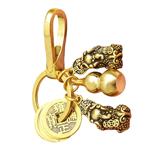 Cabilock 1 Set Wu Lou Schlüsselanhänger Gourd Keychain Lucky Keychain Set mit Feng Shui Münzen Schlüsselanhänger Für Glück Wohlstand Niedlichen Keychain von Cabilock