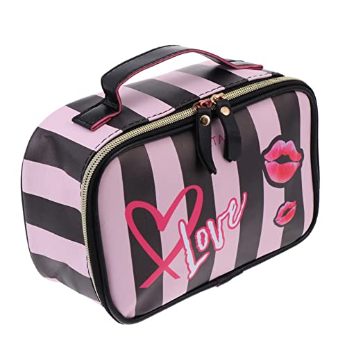 Cabilock 1stk Make-up-kulturbeutel Damen Aufbewahrungstasche Uhr-Organizer-etui Kulturtasche Mit Reißverschluss Gestreifte Kosmetiktaschen Zarte Tasche Tragbar Halterung Reisen Polyester von Cabilock