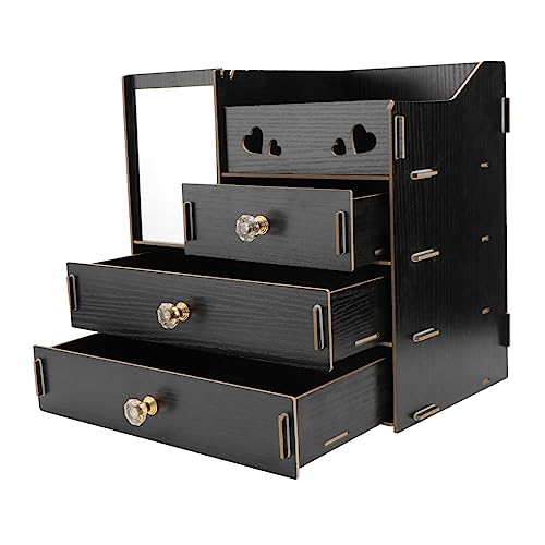 Cabilock 1 Stück Schublade Veranstalter Make-Up Veranstalter Box Fall Schmuck Lagerung Fall Schublade Kosmetik Aufbewahrungsbox Büro Schwarz Desktop Schreibwaren Holz von Cabilock