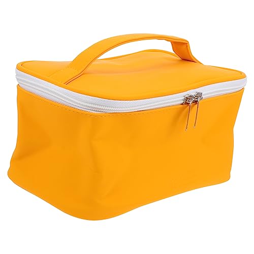 Cabilock Makeup Tasche 1 X Kosmetiktasche Aufbewahrungstasche Netz-Organizer Make-Up-Organizer Make-Up-Tasche Organizer Pu-Make-Up-Tasche Tragbare Make-Up-Taschen Gelbe Waschtasche von Cabilock