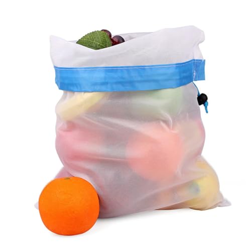 Cabilock 12 Stück Teiliges Wiederverwendbarer Netzbeutel aus Robustem Polyester mit Kordelzug Leichte Aufbewahrungstaschen für Obst Gemüse Praktisch und Pflegeleicht Vielseitig Einsetzbar von Cabilock