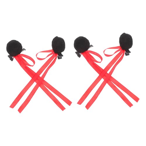 Cabilock 2paare Pompon-haarschmuck Für Mädchen Party-haarschmuck Cosplay- Haarspangen Mit Schleife Zum Stylen Für Geburtstage Täglichen Gebrauch Süßes Haar-accessoire von Cabilock