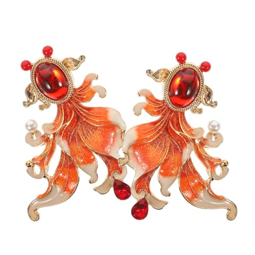 Cabilock 2 Stück Goldfisch Brosche Damen Anstecknadel aus Leichtem Legierungsmaterial Eleganter Fisch Design Pin für Kleidung Anzug Revers Schals Taschen Modisches Accessoire für Frauen von Cabilock