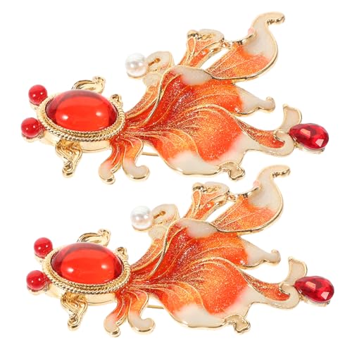 Cabilock 2 Stück Goldfisch Brosche Goldfarbene Anstecknadel mit Kristall Dekorative Schmucknadeln für Damen Reversnadel für Jacken Blusen Taschen Leicht und Vielseitig von Cabilock