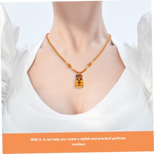 Cabilock 2 Stück Teiliges Parfümfläschchen Halsketten Braune Leere Duftflaschen Anhänger für Aromatherapie und Schmuck Dekorative Parfumhalter Geeignet für Damen und Besondere Anlässe von Cabilock
