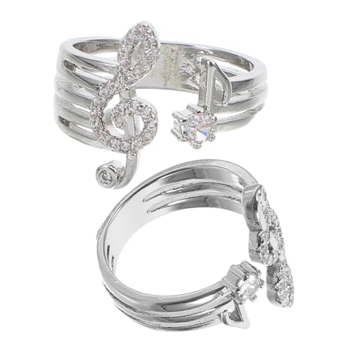 Cabilock 2stücke Offene Ringe Mit Musiknoten Verstellbares Band Musiksymbol-schmuck Dekorativ Für Damen Party-zubehör von Cabilock