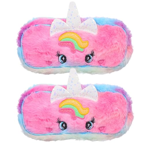 Cabilock 2-teiliges Federmäppchen für Mädchen: Federmäppchen mit Reißverschluss – Plüschtier-Stiftetasche, Schreibwaren-Organizer, süß und trendig – Kawaii-Stiftehalter, Pink – Make-up-Tasche von Cabilock