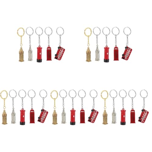 Cabilock 25 Stk Souvenir Taschenanhänger Roter Telefonzellen-Schlüsselanhänger britisch London Schlüsselanhänger Telefonzelle englischer Schlüsselanhänger Zinklegierung von Cabilock