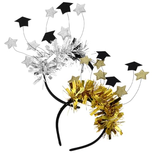 Cabilock 2Pcs Abschlusskappe Stirnbandbänder Bezauberndes Haarband Blattgold Kopfband Masters Hut Schöner Kopfschmuck Top Huthalter Braut Mini Haar Bindungen Sternhaarzubehör Ihr von Cabilock