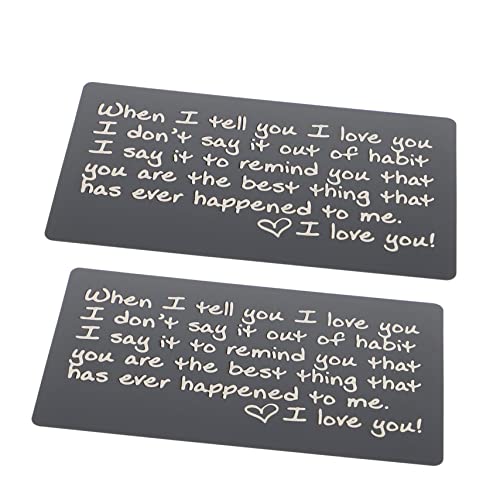 Cabilock 2stücke Gravierte Karten Für Brieftaschen Kreative Liebe Hinweis Karten Aus Aluminium Dünn Aber Personalisiert Für Geldbörse Einsätze von Cabilock