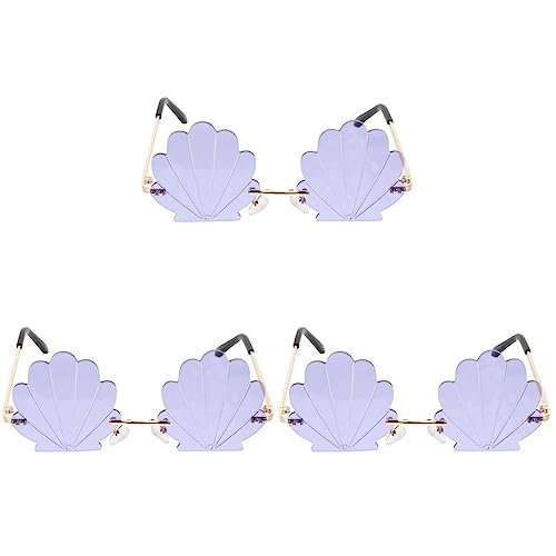 Cabilock 3 Stk Shell-sonnenbrille Bunt Modebrillen Für Frauen Brillen-foto-requisite Muschelförmige Sonnenbrille Fotobrille Partybrille Violett Kleidung Metall Altmodisch Männer Und Frauen von Cabilock