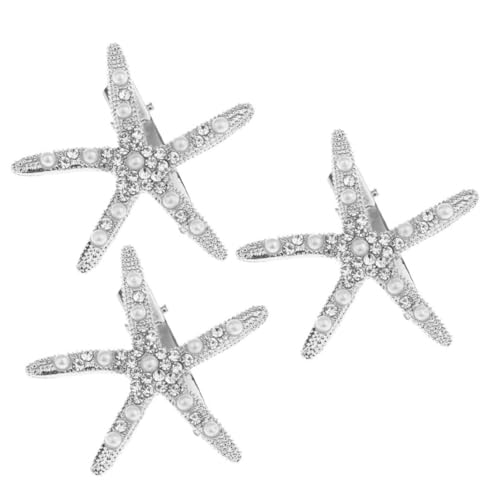 Cabilock 3 Stück Teiliges Seestern Haarspangen mit Strasssteinen Haarschmuck Accessoires für Frauen Romantische Hochzeits Haarnadeln Silberfarbene Braut Haarclips für Besondere Anlässe von Cabilock