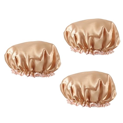 Cabilock 3st Wasserdichte Duschhaube Badekappe Aus Satin Dampfende Haarkappe Schlafmütze Haarzustandskappe Kopfwickel Für Lockiges Haar Nachthut Damen Locken Große Duschhaube Polyester von Cabilock