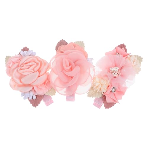 Cabilock 3 rosa Haarspangen mit künstlichen Blumen für Frauen und Mädchen, süßes Haar-Accessoire mit Blumenmuster für Hochzeiten, Partys und das alltägliche Styling von Cabilock