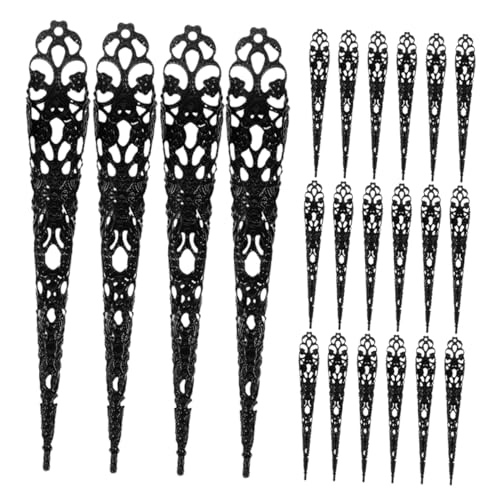 Cabilock 30-teiliges Halloween-kostümzubehör: Antike Fingernagelringe Für Frauen – Schwarze Fingernagelspitzen Aus Metall Für Cosplay-partys von Cabilock