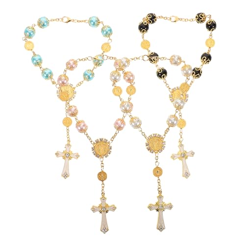 Cabilock 4stücke Rosenkranz-gebetsarmband Mit Kreuzanhänger Gebetsperlenarmband Für Männer Und Frauen Traditionelles Religiöses Armband Aus Perlen Geeignet Für Taufe Kommunion Und von Cabilock