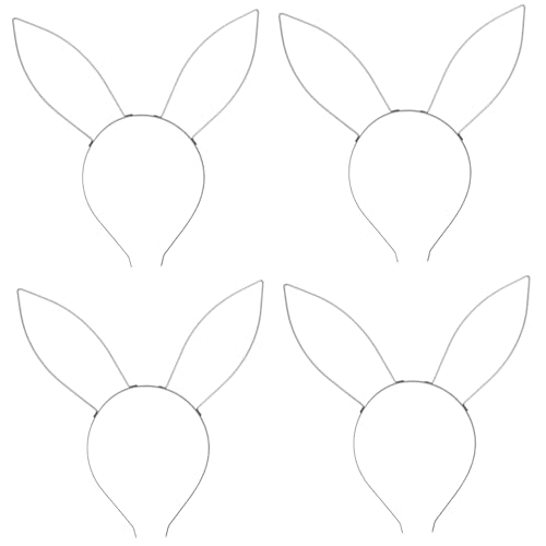 Cabilock 4 Stück Stirnband Mit Hasenohren DIY Materialien Süßes Stirnband Aus Eisen Mit Kaninchenohren Unfertige Stirnbandbasis Halbfertige Stirnbandrahmen von Cabilock