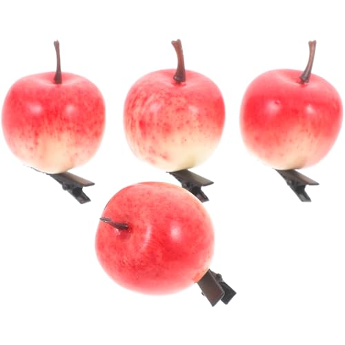 Cabilock 4stücke Haarspangen Mit Simulierten Äpfeln Nette Haarclips Mit Realistischen Äpfeln Haarschmuck Für Frauen Und Mädchen von Cabilock