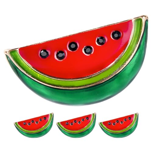 Cabilock 4 Stück Wassermelonen-Emaille-Anstecknadeln Rote Wassermelonen-Förmige Broschennadeln Cartoon-Frucht-Reversabzeichen Brustnadeln Schmuck Für Sommergeschenke Kleidung Taschen Hüte von Cabilock