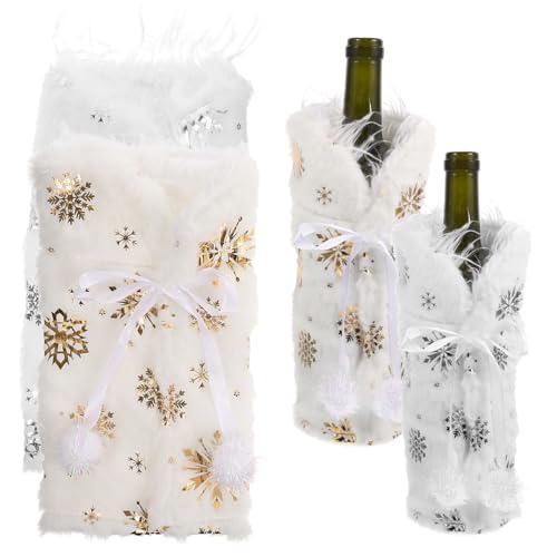 Cabilock 4 Stück Weinflaschen-Set weihnachtsdeko weihnachtsmotiv red Wine Abdeckbeutel für Weinflaschen Kleidung aus Weinflaschen weihnachtswein versorgung weihnachtliche Flaschenabdeckung von Cabilock