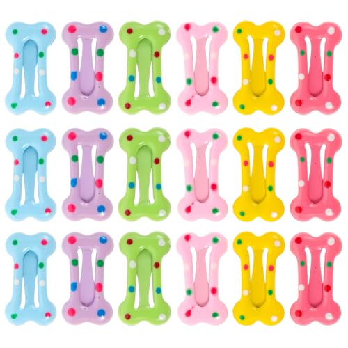 Cabilock 40 Stück bunte kleine Haarspangen: Kawaii-Haarschmuck in Knochenform für Kinder – Druckknopf-Haarspange für Kleinkinder mit Punktmuster von Cabilock