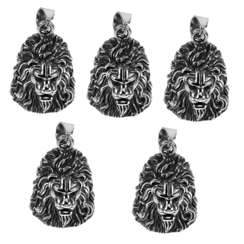 Cabilock 5 Stück Löwenkopf Schlüsselanhänger Charm mit Glocke für Männer Vintage Stil Vielseitiges Accessoire für Motorräder und Modebewusste Teens Perfektes oder Persönlicher Gebrauch von Cabilock