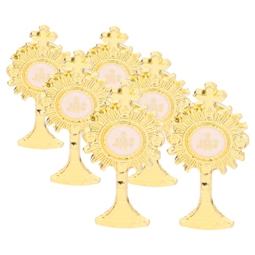 Cabilock 6 Stück First Communion Anstecknadeln Goldener Religiöser Kreuz Broschen Katholisch Leichter Lapel Pin Festlich für Kommunion Kirchenkleidung von Cabilock