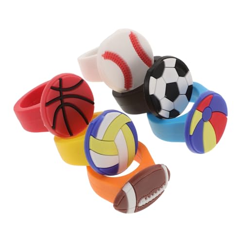 Cabilock 6stücke Sportthemenringe Aus Pvc Fußball Basketball Volleyball Baseball Schwimmbad Ball Rugby-ringe Partygeschenke Goodie Bags Zubehör von Cabilock