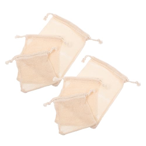 Cabilock 6er-Pack Wiederverwendbare Mesh-produktbeutel Für Obst Und Gemüse Aufbewahrungsbeutel Mit Kordelzug von Cabilock