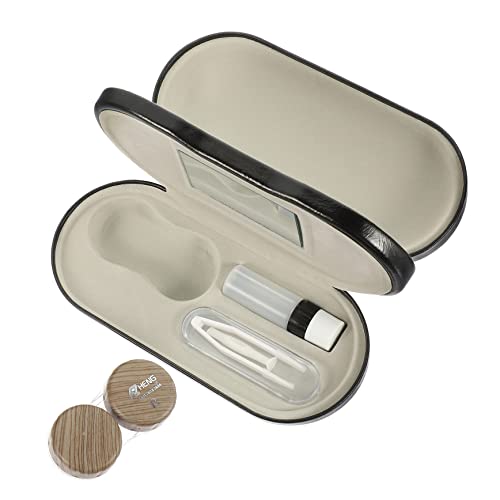 Cabilock Brillenetui mit Doppeltem Verwendungszweck Faltbares PU Tragbarer Brillen Organizer Kompakter Brillenbehälter mit Spiegel für Kontaktlinsen und Sonnenbrillen Reise und Zuhause 1 Satz von Cabilock