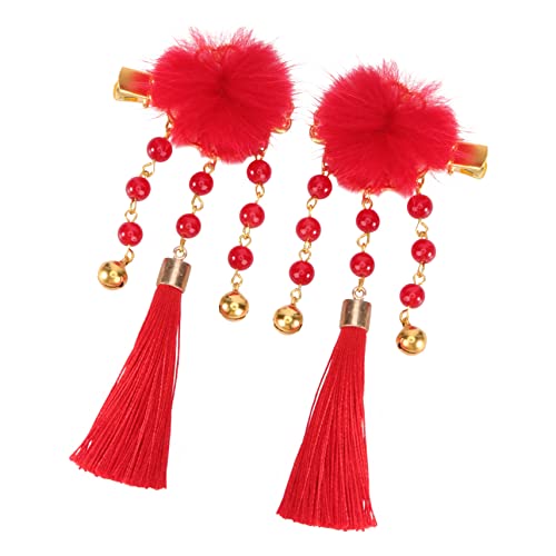 Cabilock Chinesischer Stil Haarschmuck Mädchen Haarklammer mit Schleife und Quaste Haarspangen für Festliche Haarpins für Frühlingsfest und Alltag von Cabilock
