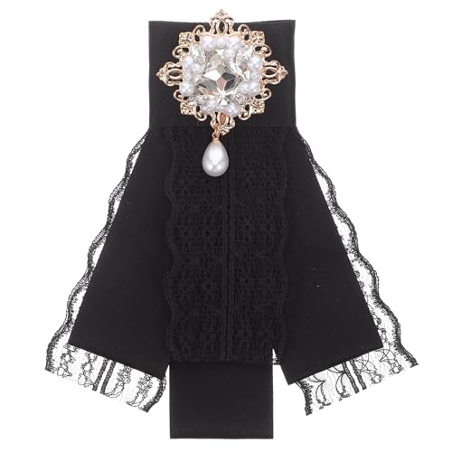 Cabilock Damen-Fliegenbrosche: Barocke, vorgebundene Fliege mit Kunstperlen und Strasssteinen für Damen, Mädchen, Hemd, Uniform, Hochzeit von Cabilock