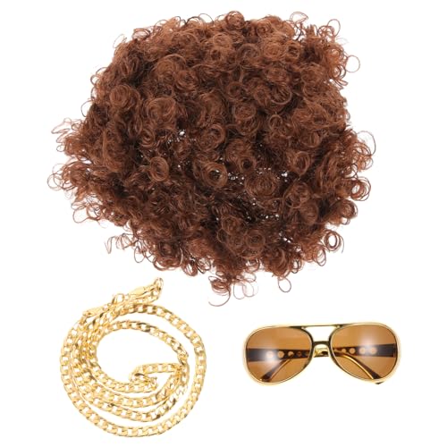 Cabilock Disco-perücke Brillen-set Für Herren Im 70er-jahre-stil Gefälschte Kette Halskette Cosplay-accessoire Party-kleidung Zufälliger Stil von Cabilock