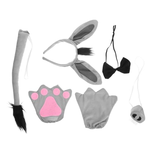 Cabilock Donkey Kostüm Set Plüsch Eselohren Haarreif Komfortabel Verstellbar für Halloween Karneval und Tierkostüm Party Zubehör von Cabilock