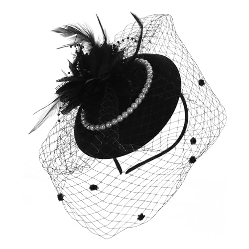 Cabilock Faszinierender Haarschmuck Für Eleganter Mesh Fascinator Haarreif Mit Perlen Und Federn Für Hochzeiten Und Besondere Anlässe Leicht Und Atmungsaktiv Für Festliche Outfits von Cabilock