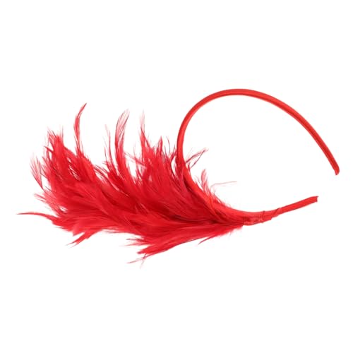Cabilock Feder kopfschmuck Stirnband Kopfbedeckung mit rotem Hut reflektierende Dekoration spitze Stirnbänder rotes haarband federhaarreif Derby-Fascinator Karnevalskostümzubehör für Damen von Cabilock
