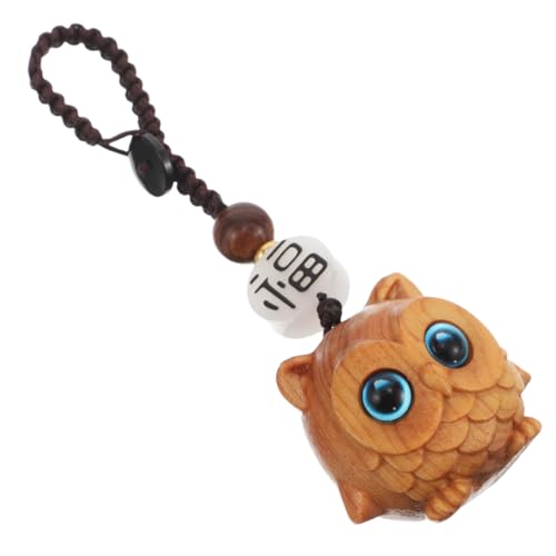 Cabilock Handgefertigter Eulen-schlüsselring Aus Holz Auto-eule-schlüsselanhänger Für Die Geldbörse Eulenförmiger Für Auto Und Handtasche – Attraktives Schlüsselanhänger-ornament von Cabilock