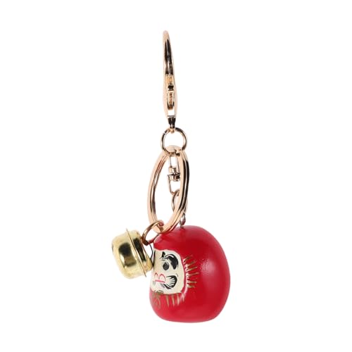 Cabilock Japanischer Daruma Schlüsselanhänger mit Glocke Eleganter Taschenanhänger in Rot Vielseitiger Glücksbringer für Schlüssel Geldbörse und Handtasche Kompakter Japan Zubehör Anhänger von Cabilock