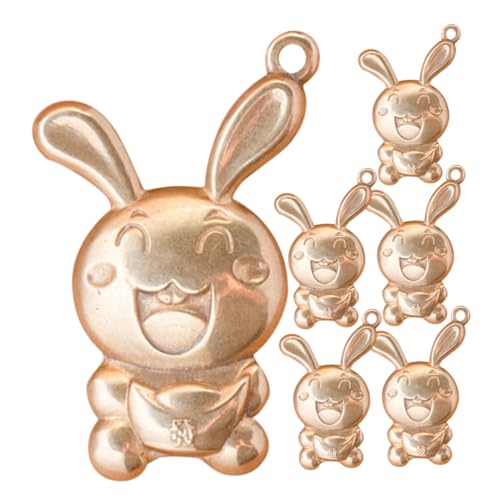 Cabilock 6stücke Retro Häschen Anhänger Messing Kaninchen Schlüsselanhänger Schmuck Basteln Anhänger Häschen Hängedekor Rucksackanhänger Schlüssel-hängedekor von Cabilock
