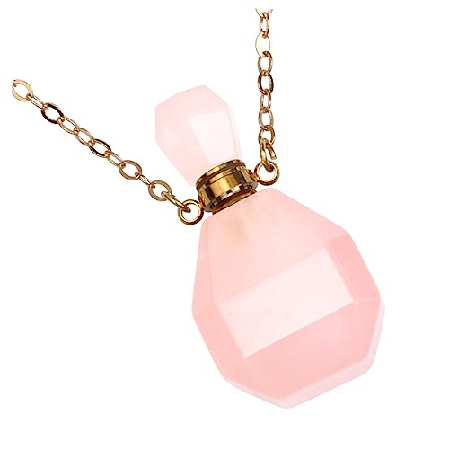 Cabilock Natürlicher Fluorit Kristall Anhänger Flakon Halskette Leicht Robust mit Praktischem Stopfen für Ätherische Öle Aromatherapie Duftkette Damen Schmuck Party Accessoire von Cabilock