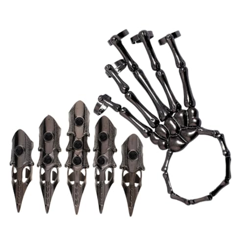 Cabilock Skelett Handarmband Mit Verstellbaren Krallenringen Für Herren Gothic-accessoires Für Halloween Und Alltagskleidung Einzigartiges Fingerkrallen-design Für Rock-outfits von Cabilock