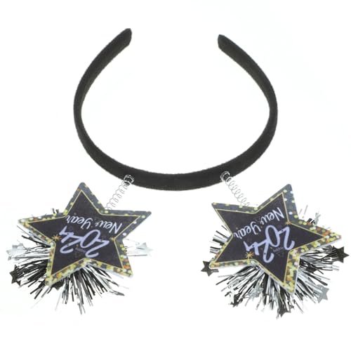 Cabilock Stern-haarband Neujahrskostüm-kopfbedeckung Jahresfeier Kopfbedeckungen Für Die Neujahrsparty Jahr Hut Geburtstags-stirnband Neues Jahr Haarband Glitzer-jahres-stirnband Plastik von Cabilock