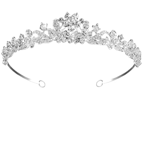 Cabilock Strass Blumenkrone Königin Tiara Stirnband Hochzeit Braut Haarband Braut Stirnband Luxus Kronen Hochzeit Kristall Haar Accessoire Für Braut Abschlussball Geburtstag Cosplay von Cabilock