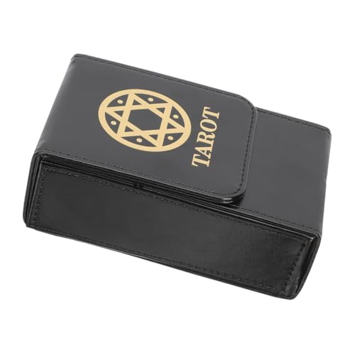 Cabilock Tarot- Tarot Box multifunktionale Tarot Card Box PU-Pokerhalter Tarot-Fall rechteckiger PU-Vorratskanister Magnetschnalle Black von Cabilock