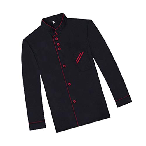 Cabilock Unisex Langarm Knopf Kochjacke Klassische Kocharbeit Uniform Größe L (Schwarz) von Cabilock